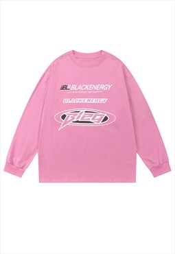 Motor sport sweatshirt thin racing jumper skater top in pink