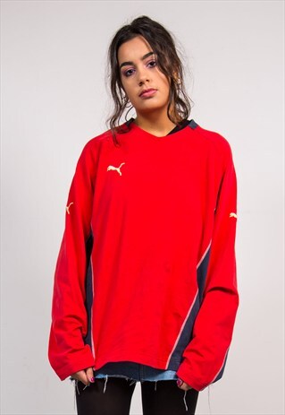 VINTAGE 90'S RED PUMA SPORTS SWEATSHIRT JUMPER