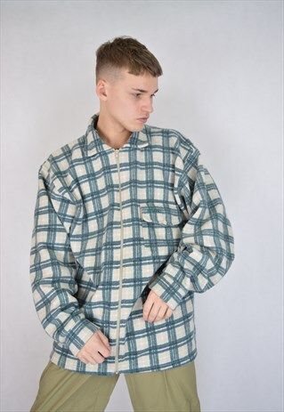 VINTAGE TWO COLOUR CHECKERED FLEECE SWEATSHIRT