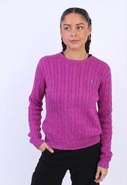 "Women's vintage Ralph Lauren pink cable knit jumper 