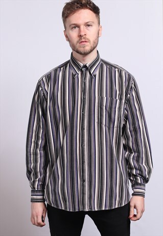 VINTAGE CORDUROY CORD STRIPED SHIRT