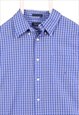 VINTAGE 90'S NAUTICA SHIRT SHORT SLEEVE BUTTON UP CHECK BLUE