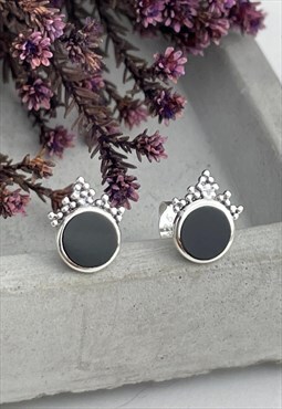 925 Silver Boho Studs Black Onyx Stone, Jewellery Gift Idea