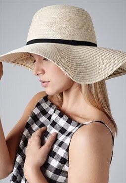 Women's Wide Brimmed Festival Holiday Sun Hat - Cream