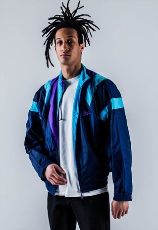 VINTAGE 90S NIKE TRACK TOP IN BLUE, PURPLE AND TURQUOISE