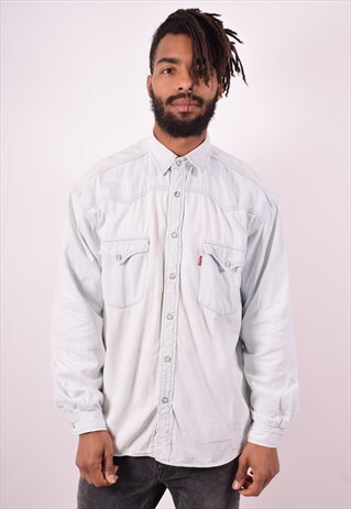 LEVI'S MENS VINTAGE DENIM SHIRT XL BLUE 90S