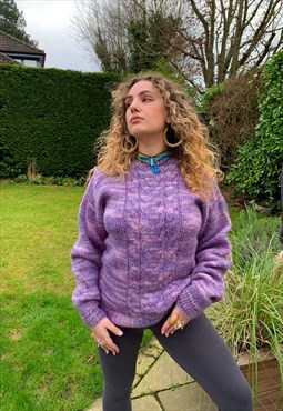 Cable knitted purple jumper 