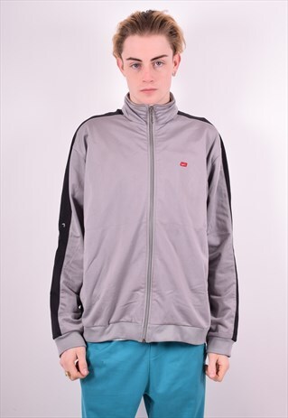 NIKE MENS VINTAGE TRACKSUIT TOP JACKET LARGE GREY 90'S
