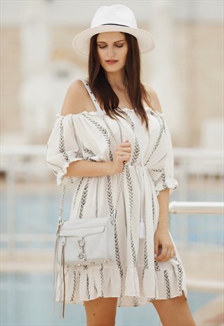OFF-THE-SHOULDER RUFFLES DRESS