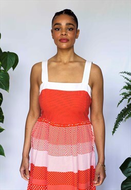 Dot Pattern Sleeveless 1980's Vintage Dress