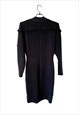 BLACK KNITTED TIGHT DRESS WITH TASSELS - SMALL