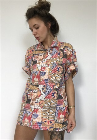 PATTERNED OVERSIZED RETRO VINTAGE UNISEX FESTIVAL SHIRT