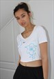 NIKE X BANS HAND PAINTED WHITE STRETCHY CROP TOP