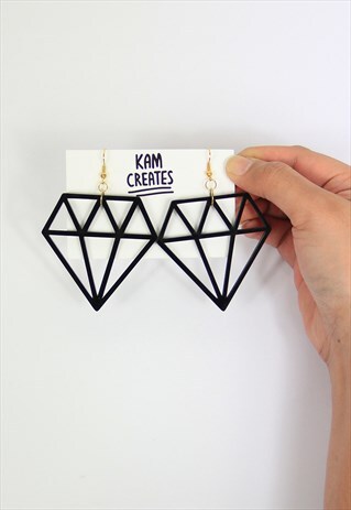DIAMOND LASER CUT EARRINGS IN BLACK - SMALL