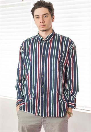 VINTAGE REGATTA STRIPED SHIRT LOGO 90S L 11.8