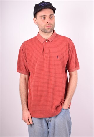 NAUTICA MENS VINTAGE POLO SHIRT LARGE RED STRIPES 90S