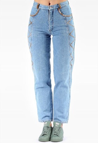 TAPERED WELL WORN JEANS CORSET STRAP