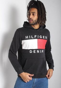 Vintage Tommy Hilfiger Big Logo Sweatshirt Hoodie Black
