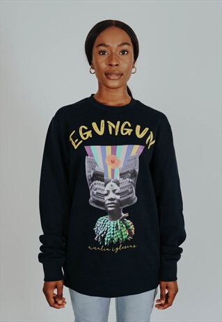EGUNGUN GRAPHIC NAVY CREWNECK SWEATSHIRT