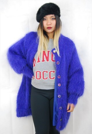 OVERSIZE MOHAIR CARDIGAN (1990'S/COBALT BLUE)