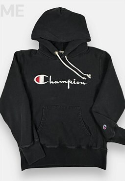 Champion vintage embroidered black hoodie womans size L