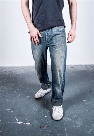 VINTAGE BLUE LEVI'S 501 PAINT JEANS