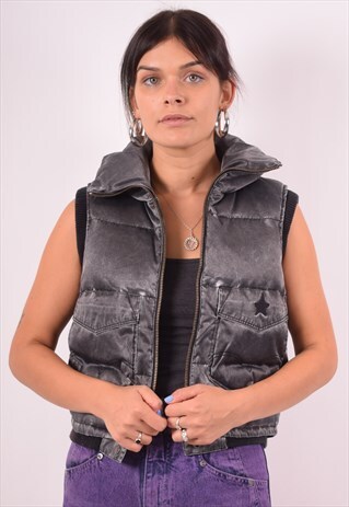 LEVI'S WOMENS VINTAGE PADDED GILET MEDIUM GREY 90S