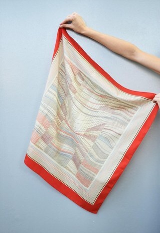 VINTAGE 70'S MOD STRIPED CHECKED OPTICAL PRINT SCARF