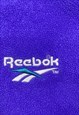 REEBOK PURPLE ZIP-UP FLEECE JACKET - LARGE SPELLOUT TO BACK