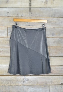 Vintage Silver Grey Asymmetric A-Line Skirt W28 BR2159