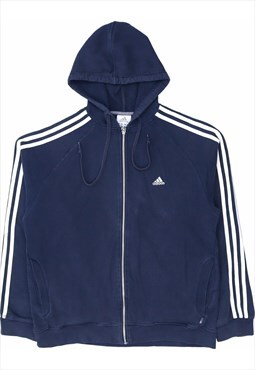 Adidas 90's Spellout Zip Up Hoodie Large Blue