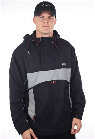 VINTAGE ELLESSE DOUBLE 1/4 ZIP HOODED COAT