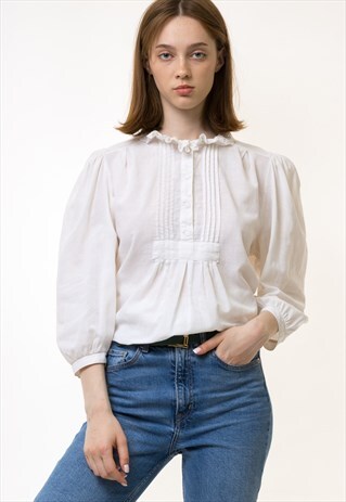 AUSTRIAN BAVARIAN DIRNDL VICTORIAN BUTTONS BLOUSE 5488