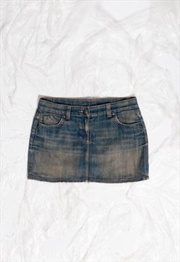 Vintage Denim Skirt Y2K 2000s Stonewashed Mini