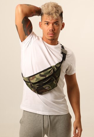 VINTAGE CENTURY RUBBER LOGO CAMOUFLAGE FESTIVAL BUMBAG