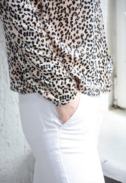 Vintage Brown Animal Print Velvet Top