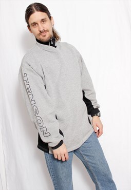 90s sports y2k vintage grey black 1/4 zip jumper sweater