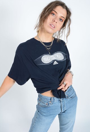 VINTAGE ADIDAS T-SHIRT BLUE WITH LOGO