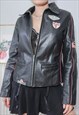 VINTAGE Y2K BLACK LEATHER RACER MOTOCROSS BIKER JACKET