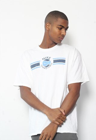 VINTAGE NIKE TENNIS PRINT LOGO T-SHIRT WHITE