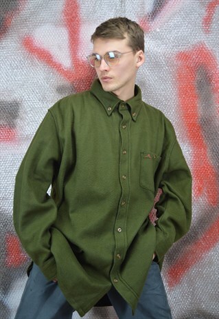 VINTAGE GREEN CLASSIC OVERSIZE FLEECE SWEATSHIRT SHIRT