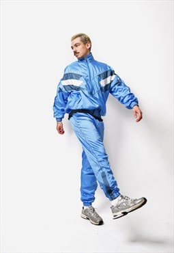 90s vintage tracksuit set blue for men 80s rave retro