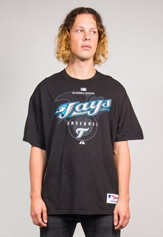 90'S VINTAGE BLACK MAJESTIC MLB TORONTO BLUE JAYS T-SHIRT