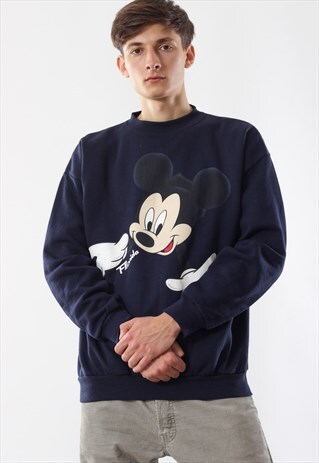 VINTAGE MICKE MOUSE DISNEY CREW NECK 90S BLUE