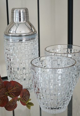Silver Glass Cocktail Shaker & Tumbler Set