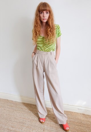 VINTAGE 80S ESCADA BEIGE TROUSERS