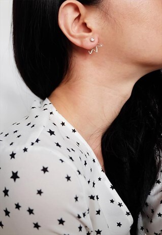 TWO WAY LEAF STERLING SILVER EARRING