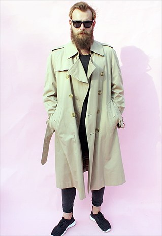 VINTAGE 80'S BEIGE BEIGE DUSTER COAT BY BURBERRY