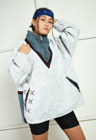VINTAGE 90'S RETRO OVERSIZED FLEECE JUMPER SWEATSHIRT
