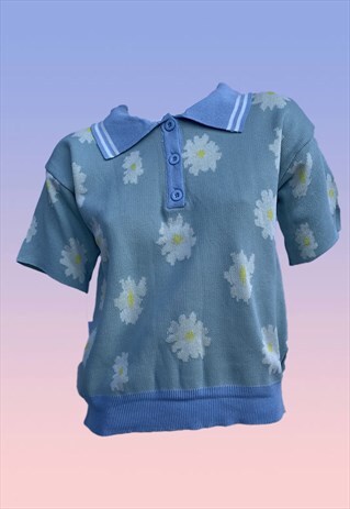 DAISY KNIT POLO TEE IN PASTEL